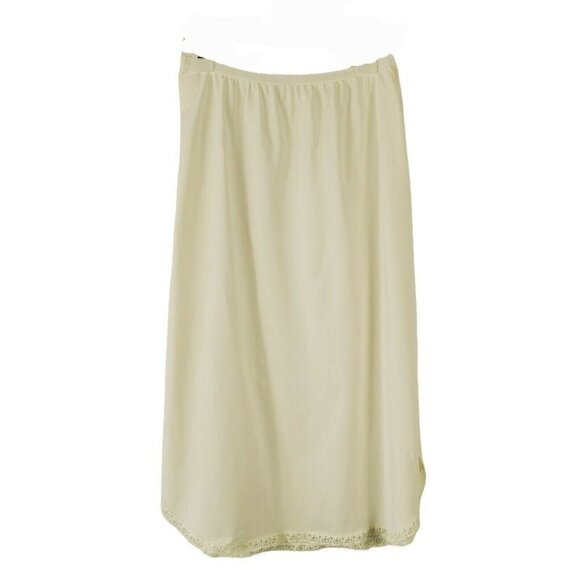 Vintage ShadowLine Half Slip Pillow Tab Cream 1060's Sm High Slit Lace Trim USA - Picture 1 of 9